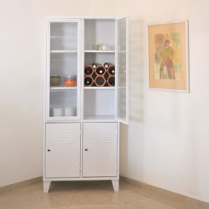 ארון לוקר 4 דלתות בשילוב זכוכית בחלק העליון