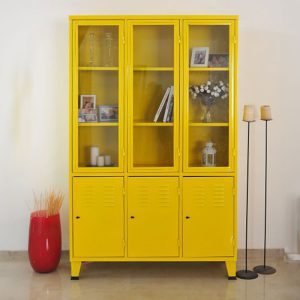 ארון לוקר 6 דלתות בשילוב זכוכית בחלק העליון
